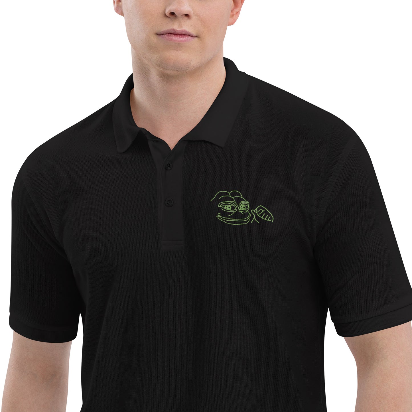 PEPE Premium Polo | MOAR Awareness Crypto Apparel