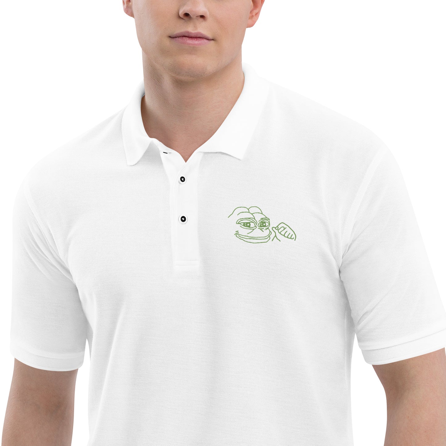 PEPE Premium Polo | MOAR Awareness Crypto Apparel